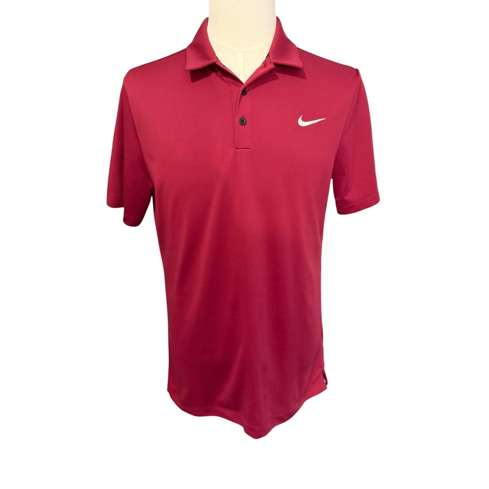 Nike Mens Dri-FIT Polo Shirt Burgundy Red Short Sleeve Golf Top Size Medium